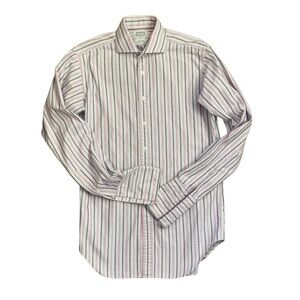 TM Lewin Men’s Dress Shirt Luxury Semi-Fitted French Cuffs Stripes 15 1/2 36